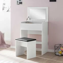 Wohnen Weißer Schminktisch & Hocker - Toprino (zweiteilig)