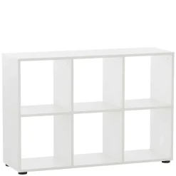 Wohnen Weiße Möbel|Bürotische*Weißer Schreibtisch mit seitlichem Regal - Obtin