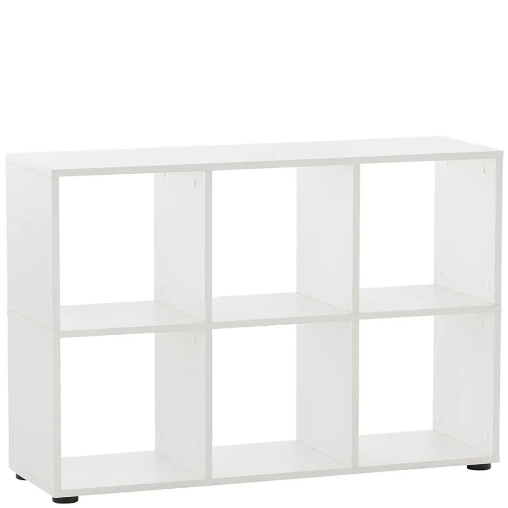 Wohnen Weiße Möbel|Bürotische*Weißer Schreibtisch mit seitlichem Regal - Obtin