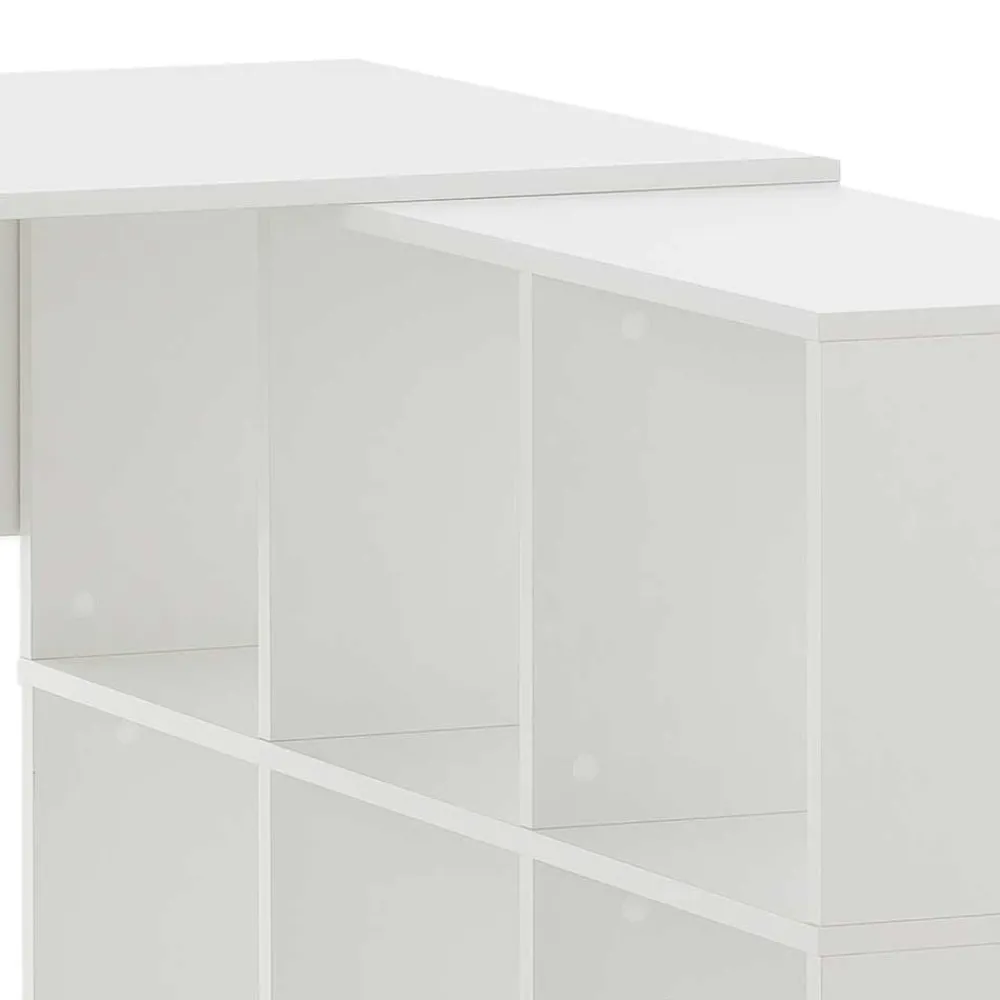 Wohnen Weiße Möbel|Bürotische*Weißer Schreibtisch mit seitlichem Regal - Obtin