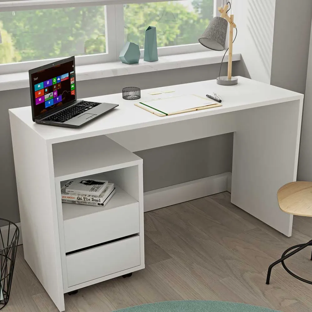 Wohnen Jugendzimmertische|Kinderschreibtische*Weißer Schreibtisch optional mit Rollcontainer - Evensa