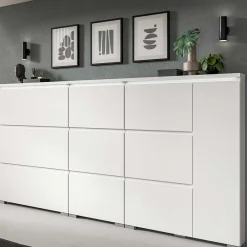 Wohnen Weißer Schuhklappen-Schrank mit drei Klappen - Dany