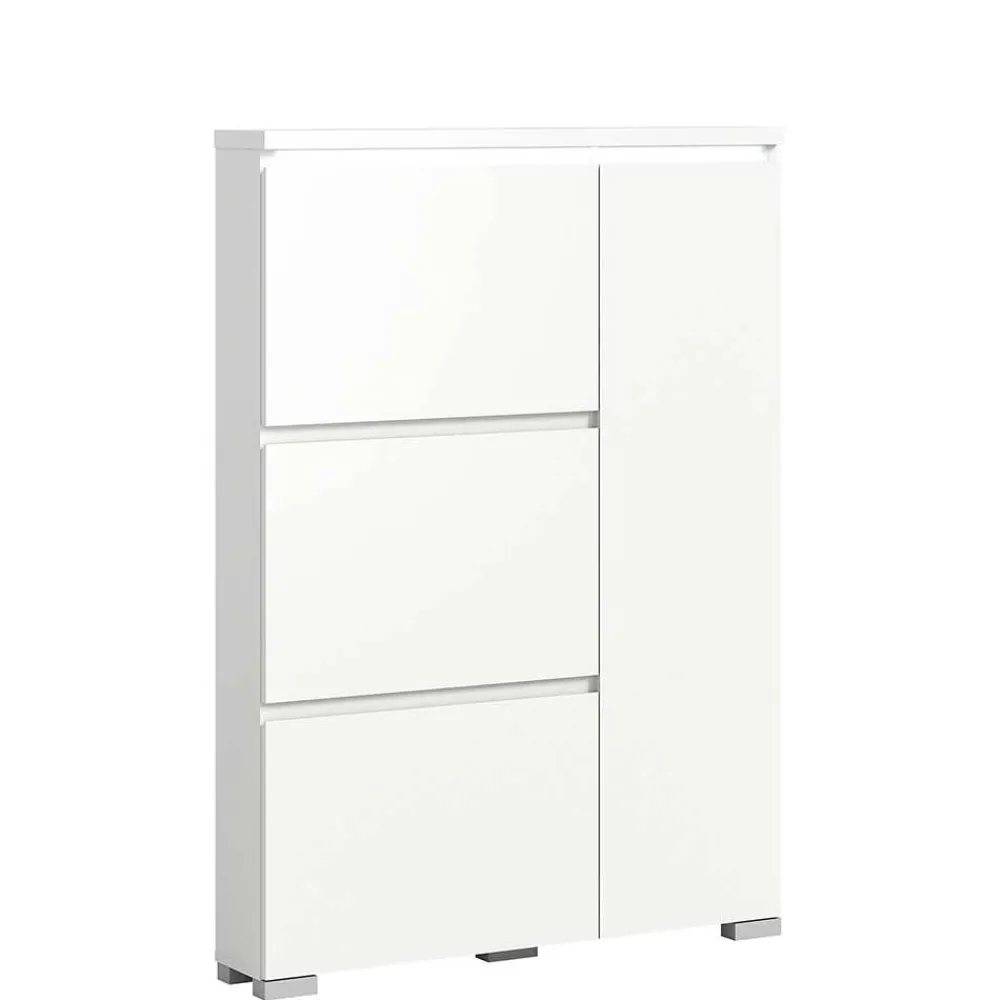 Wohnen Weißer Schuhklappen-Schrank mit drei Klappen - Dany