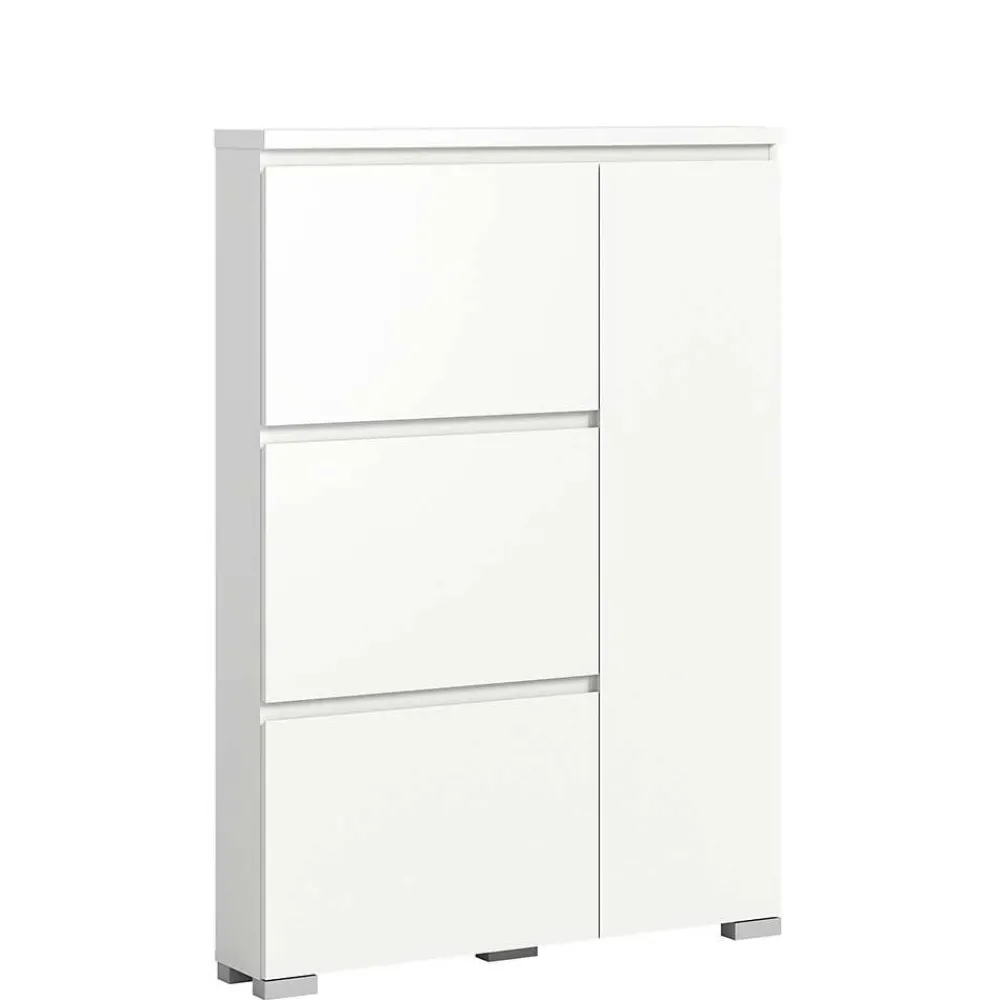 Wohnen Weißer Schuhklappen-Schrank mit drei Klappen - Dany