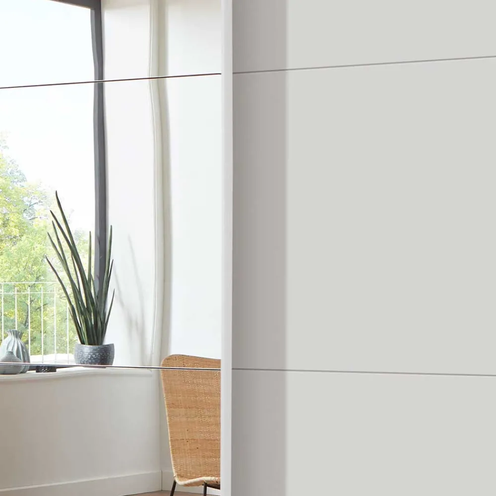 Wohnen Weißer Schwebetürenschrank mit Spiegel links - Elenya