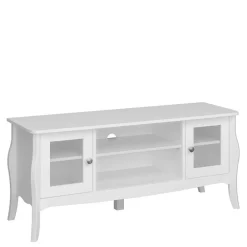 Wohnen Barock Möbel|Weiße Möbel*Weißer TV Unterschrank mit zwei Glastüren - Dosalino