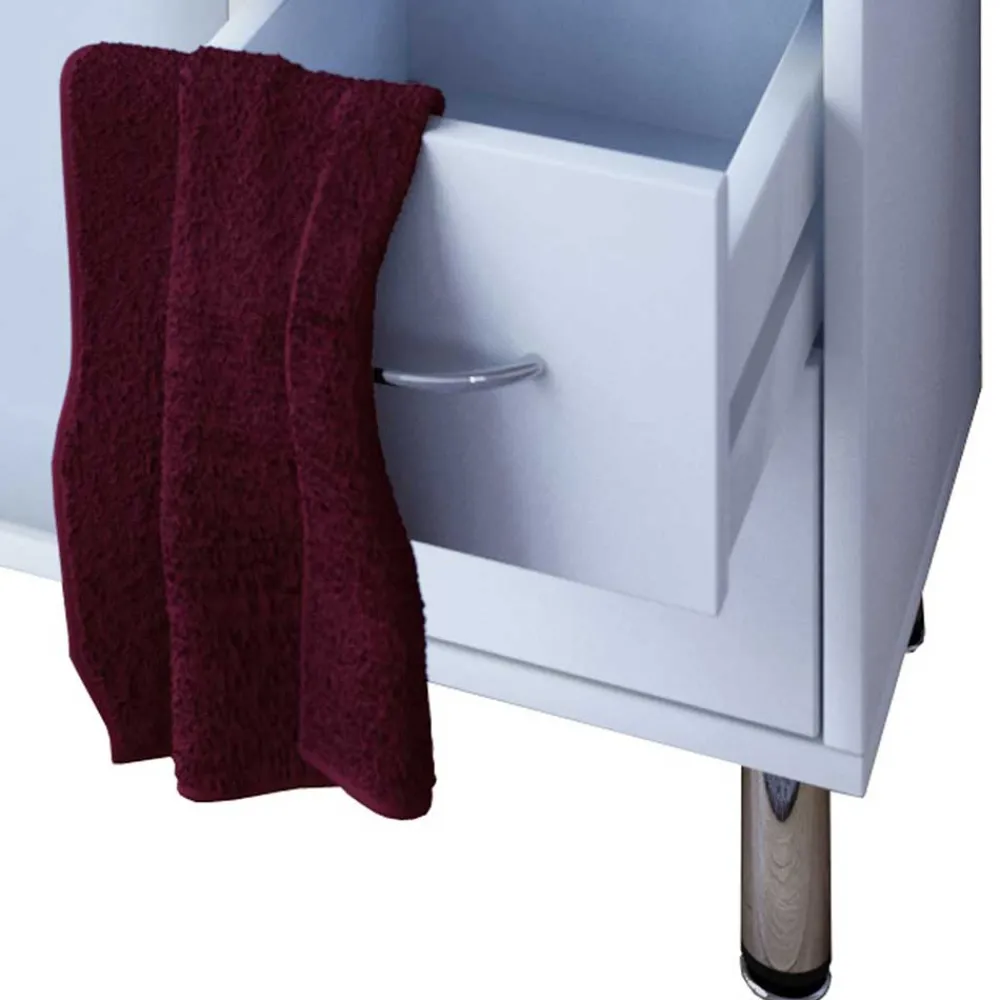 Wohnen Waschtisch|Waschbeckenunterschränke*Weißer Unterbeckenschrank mit Milchglas-Tür - Eiken