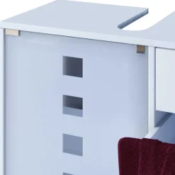 Wohnen Waschtisch|Waschbeckenunterschränke*Weißer Unterbeckenschrank mit Milchglas-Tür - Eiken