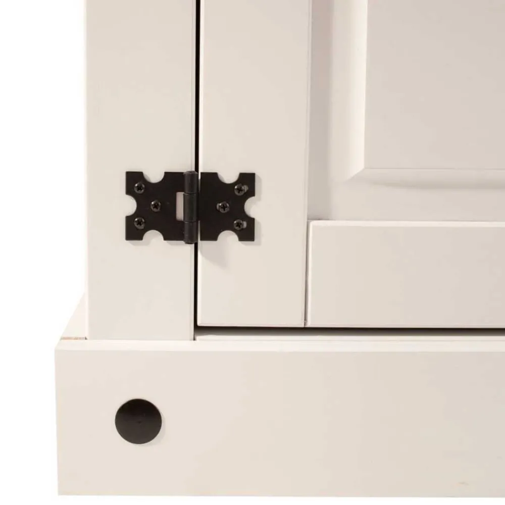 Wohnen Vitrinen|Wohnzimmer-Vitrinen*Weißer Vitrinenschrank aus Kiefer - Sergio