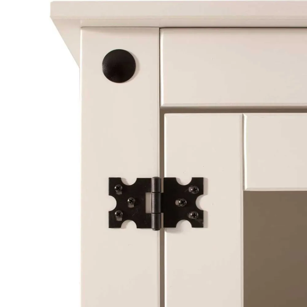 Wohnen Vitrinen|Wohnzimmer-Vitrinen*Weißer Vitrinenschrank aus Kiefer - Sergio