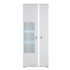 Wohnen Weißer Vitrinenschrank mit LED Beleuchtung - Tirol