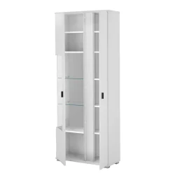 Wohnen Weißer Vitrinenschrank mit LED Beleuchtung - Tirol