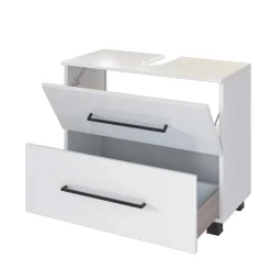 Wohnen Weißer Waschbecken-Schrank mit Klappe - Maney