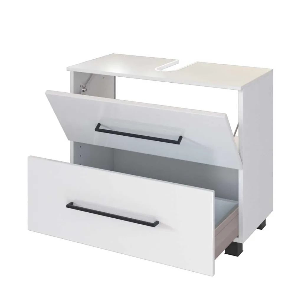 Wohnen Weißer Waschbecken-Schrank mit Klappe - Maney