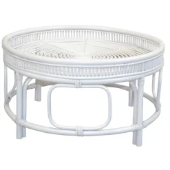 Wohnen Weißer Wohnzimmertisch aus Rattan - Lovran