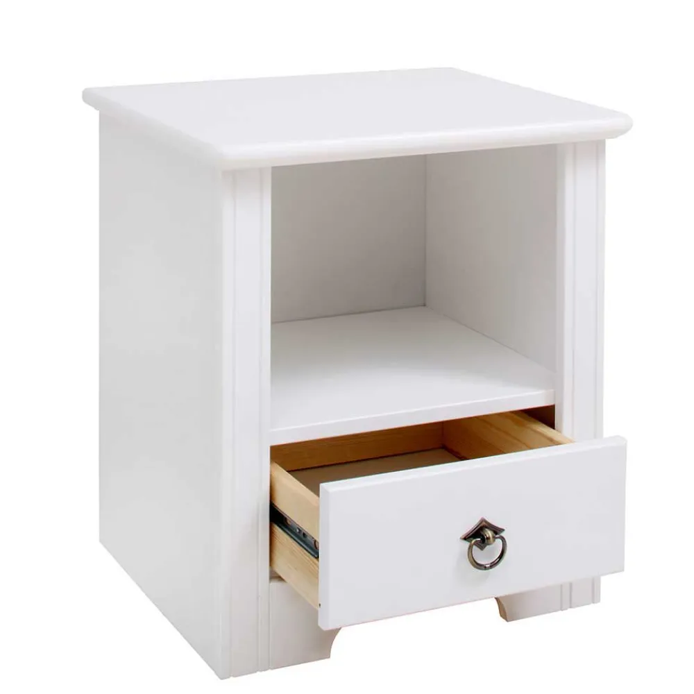 Wohnen Jugendbetten*Weißes Bett & Nachttische - Velriva (dreiteilig)