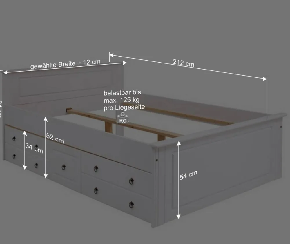 Wohnen Jugendbetten*Weißes Bett & Nachttische - Velriva (dreiteilig)
