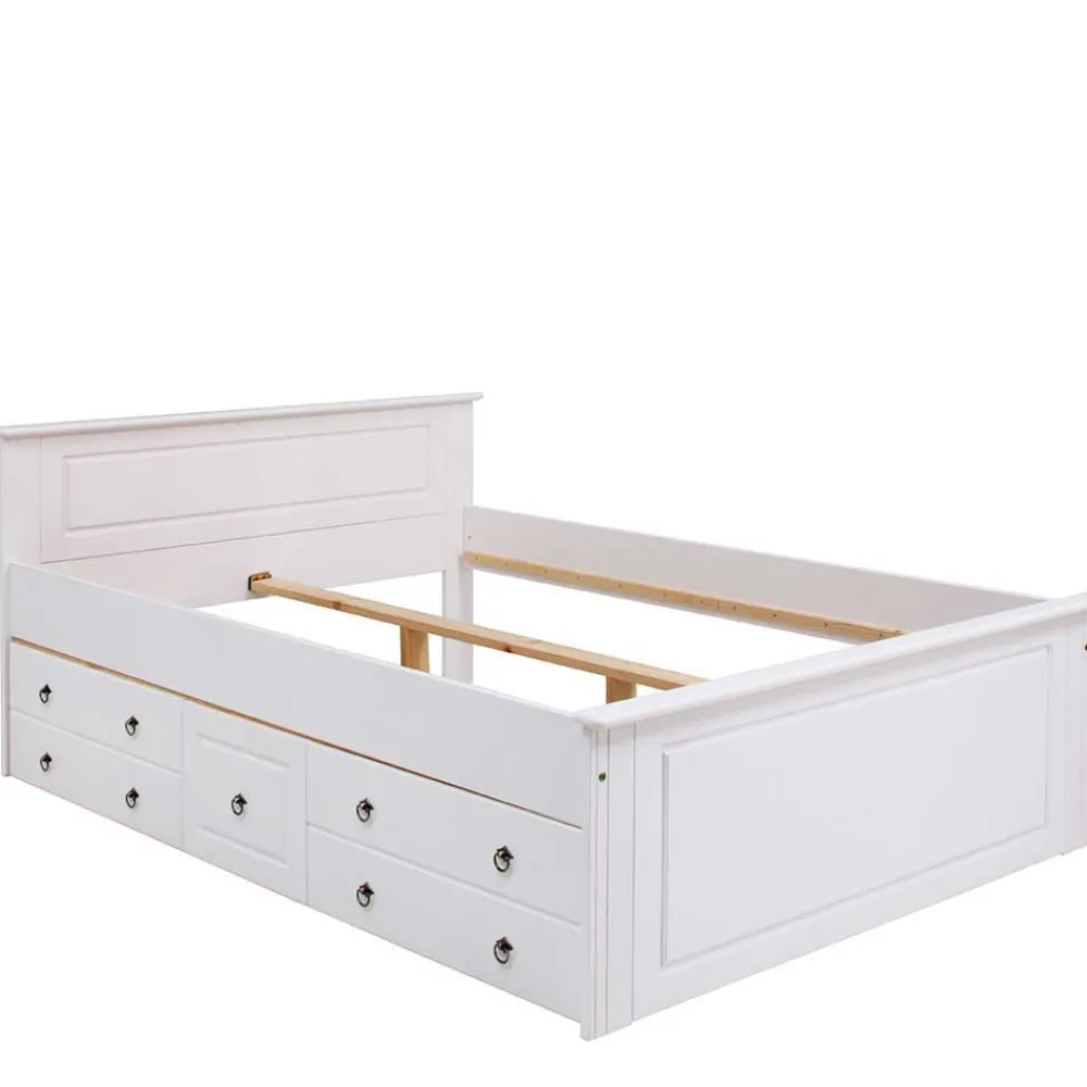 Wohnen Jugendbetten*Weißes Bett & Nachttische - Velriva (dreiteilig)