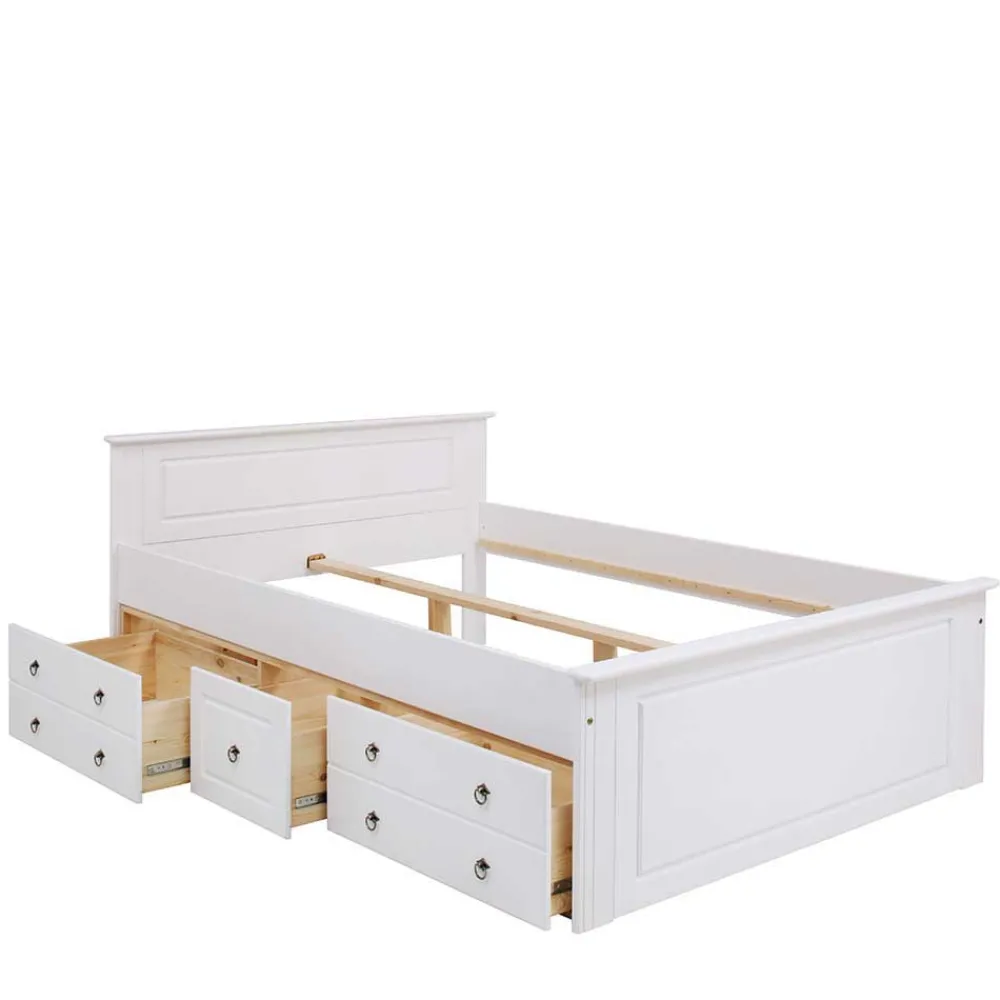 Wohnen Jugendbetten*Weißes Bett & Nachttische - Velriva (dreiteilig)