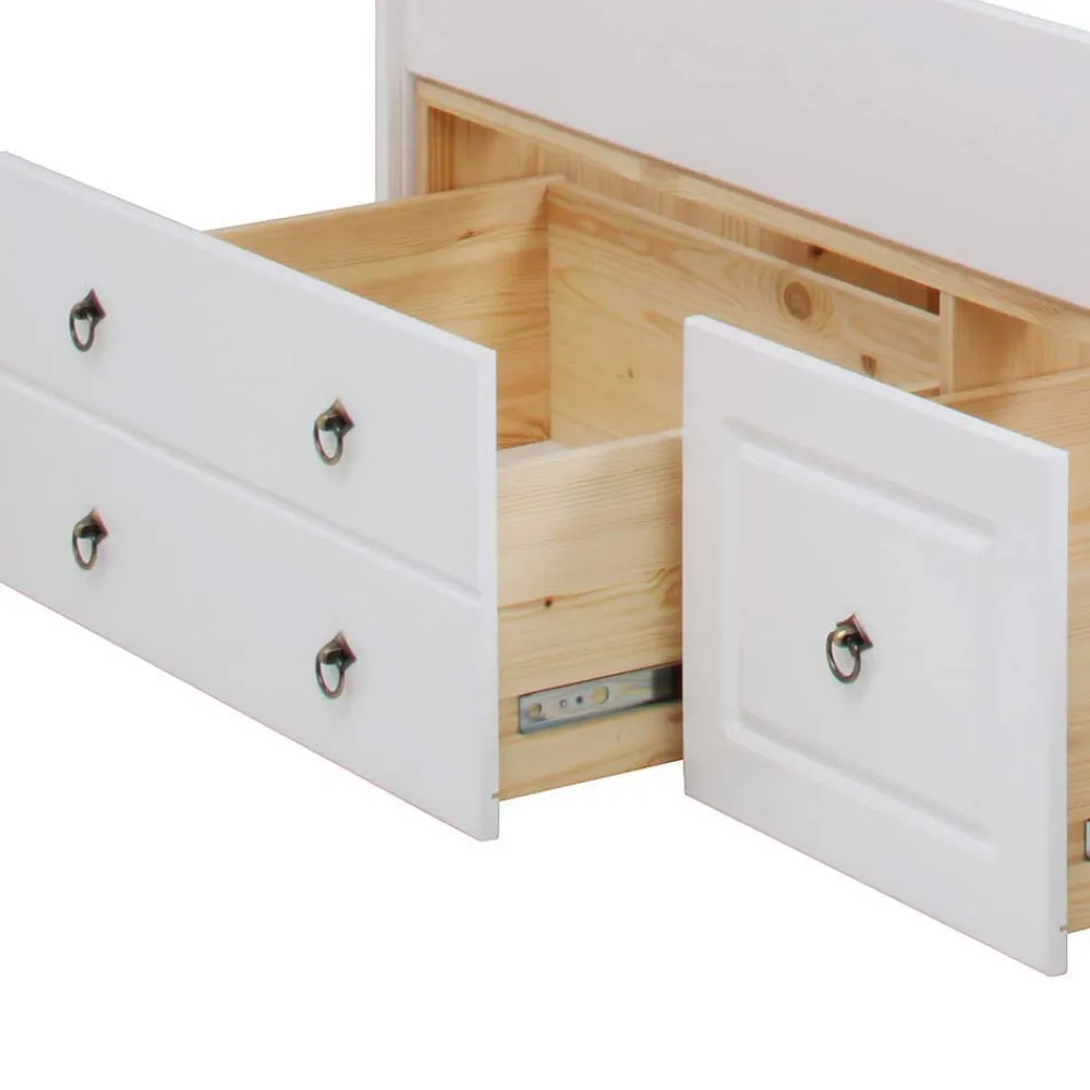 Wohnen Jugendbetten*Weißes Bett & Nachttische - Velriva (dreiteilig)