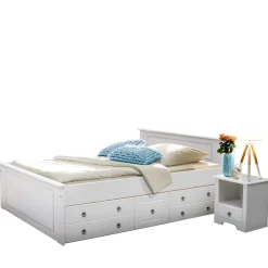 Wohnen Jugendbetten*Weißes Bett & Nachttische - Velriva (dreiteilig)