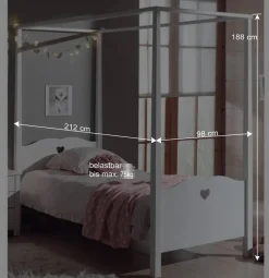 Wohnen Kinderbetten|Kindermöbel*Weißes Bett Grandory mit Himmel