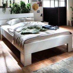 Wohnen Weißes Bettgestell aus Fichte Massivholz - Snoudy