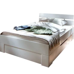 Wohnen Weißes Bettgestell aus Fichte Massivholz - Snoudy