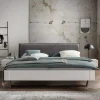 Wohnen Weißes Designbett mit Stoff-Kopfteil - Fanos