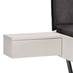 Wohnen Weißes Designbett mit Stoff-Kopfteil - Fanos