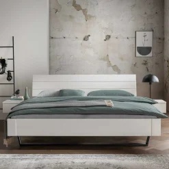 Wohnen Betten|Betten*Weißes Doppelbett aus Kiefer Massivholz - Lardias