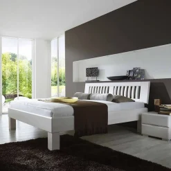 Wohnen Weißes Doppelbett Calicantas aus Buche Massivholz