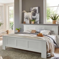 Wohnen Weißes Doppelbett im Landhaus Look - Flinn