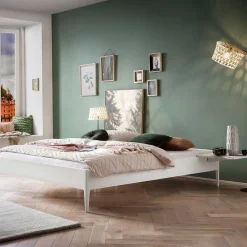 Wohnen Skandinavische Möbel|Weiße Möbel*Weißes Doppelbett ohne Kopfteil - Meteora