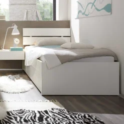 Wohnen Jugendbetten*Weißes Einzelbett Haniata aus MDF