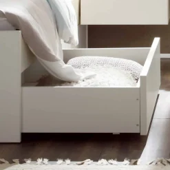 Wohnen Jugendbetten*Weißes Einzelbett Haniata aus MDF