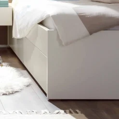 Wohnen Jugendbetten*Weißes Einzelbett Haniata aus MDF