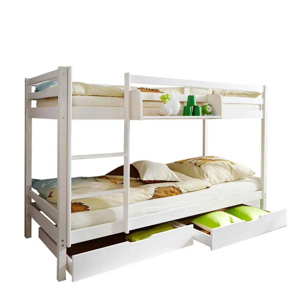 Kinder Wohnen Weißes Etagenbett mit 2 Bettkästen - Tyler