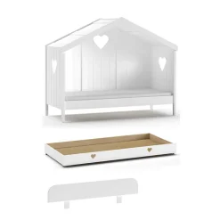Wohnen Kinderbetten*Weißes Hausbett dreiseitig geschlossen - Grandory