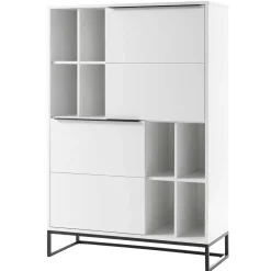 Wohnen Weißes Highboard mit 8 Fächern & 2 Türen - Enkraja