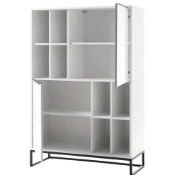Wohnen Weißes Highboard mit 8 Fächern & 2 Türen - Enkraja