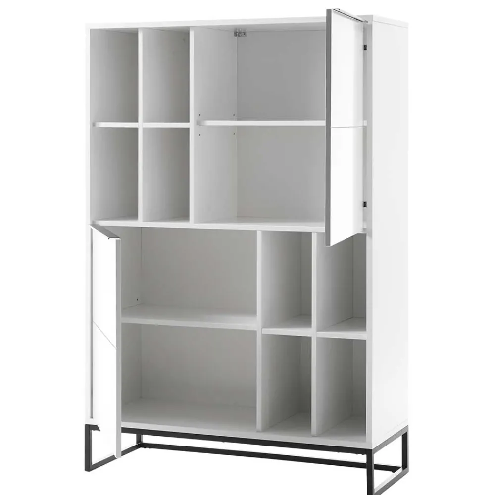 Wohnen Weißes Highboard mit 8 Fächern & 2 Türen - Enkraja