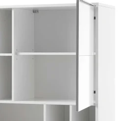 Wohnen Weißes Highboard mit 8 Fächern & 2 Türen - Enkraja