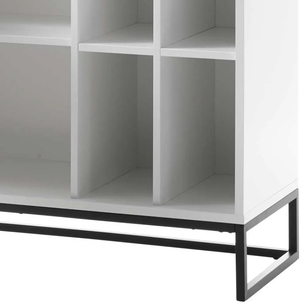 Wohnen Weißes Highboard mit 8 Fächern & 2 Türen - Enkraja