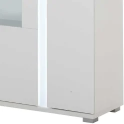 Wohnen Weißes Highboard mit Glaseinsatz und LED Beleuchtung - Tirol