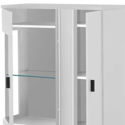 Wohnen Weißes Highboard mit Glaseinsatz und LED Beleuchtung - Tirol