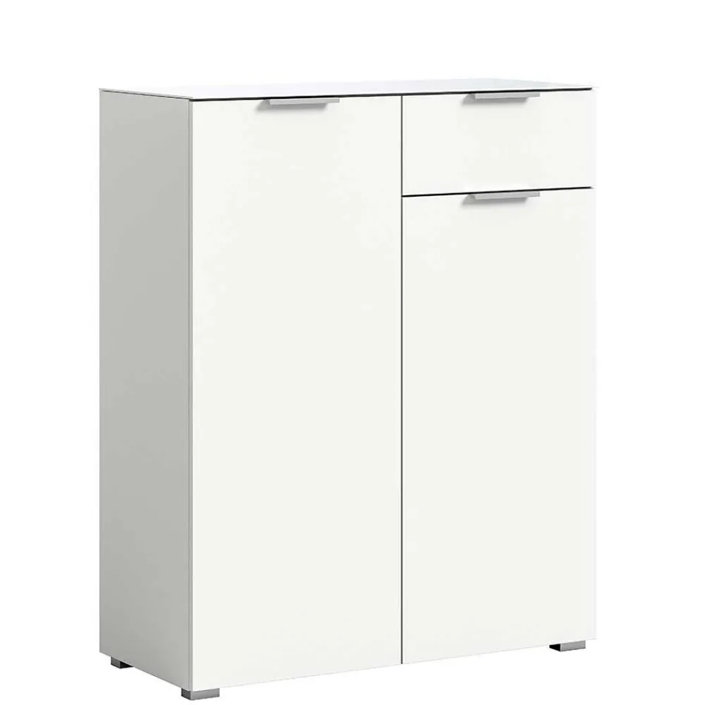 Wohnen Weißes Highboard mit zwei Türen und Schublade - Intiatos