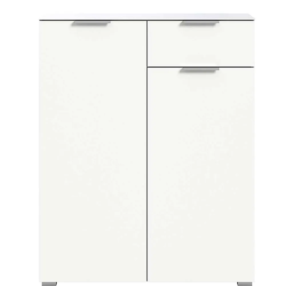 Wohnen Weißes Highboard mit zwei Türen und Schublade - Intiatos