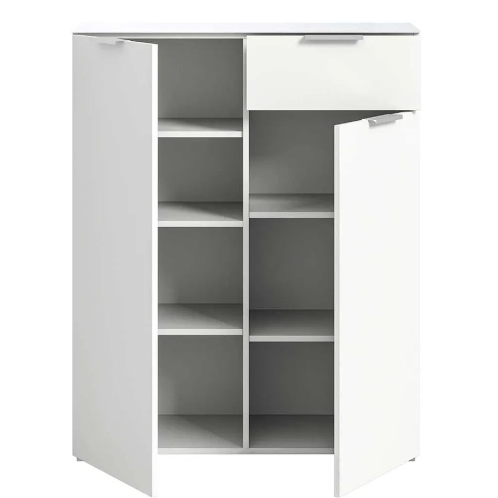 Wohnen Weißes Highboard mit zwei Türen und Schublade - Intiatos