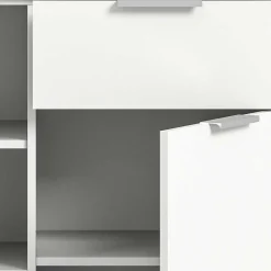 Wohnen Weißes Highboard mit zwei Türen und Schublade - Intiatos